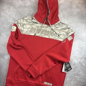 Nebraska Cornhuskers Sweatshirt Mens L Red Camo Operation Hat Trick Army NEW
